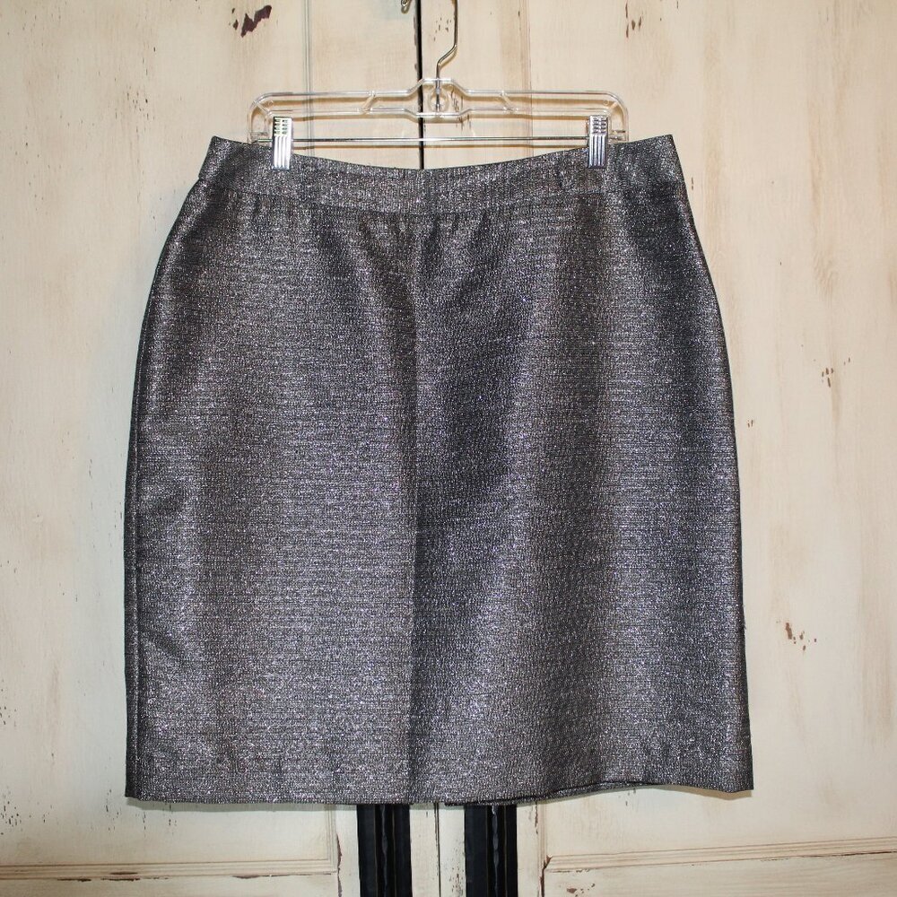 Worthington black silver metallic‎ shimmer midi-length pencil skirt in size 16